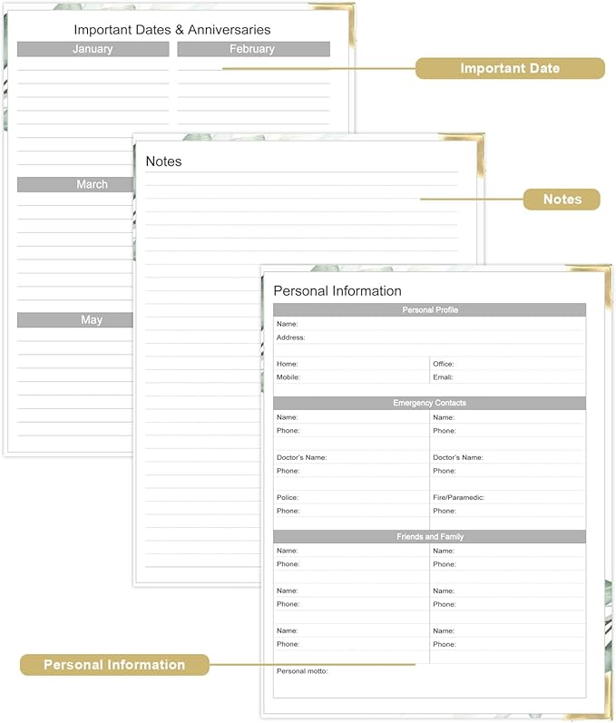 Undated Daily Monthly Planner for 2025 2026 - A4 To Do List with Hourly Schedule, Hardcover Spiral Bound Daily Planner to Increase Focus, Stylish School/Office Supplies, 8.5" x 11", Green Leaf