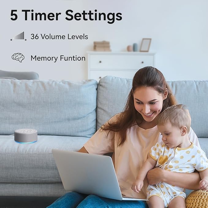 Sound Machine Night Light White Noise Machine 30 Non Looping Sounds 12 Lights 5 Timers 36 Adjustable Volume Memory Function Sleep Brown Noise Sounds Machine for Baby Kids Adult & Home Office Travel