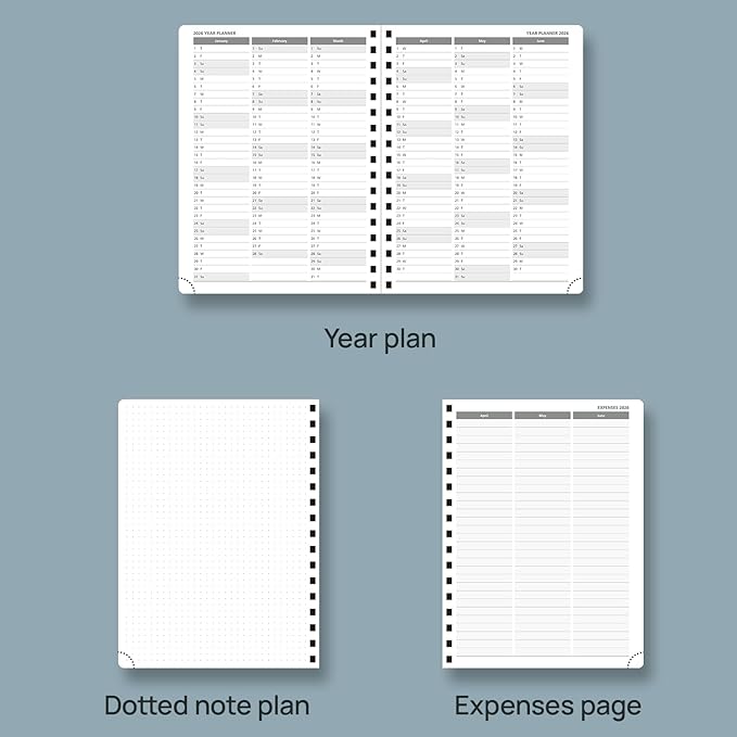 POPRUN 2026 Planner (Medium - 6.5'' x 8.5'') with Hourly Schedule, Vertical Layout - 2026 Weekly Calendar (Jan. 2026 - Dec.2026) for Time Management, Monthly Tabs, Spiral Bound, Soft Cover - Pink