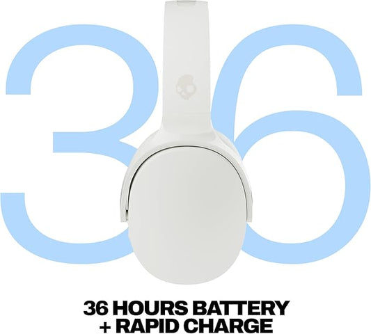 Skullcandy Hesh Evo Wireless Over-Ear Bluetooth Headphones with Extra USB-C Charging Cable, Noise Isolating, 36 Hours Battery, Foldable Lightweight Design, Microphone for iPhone Android - Bone