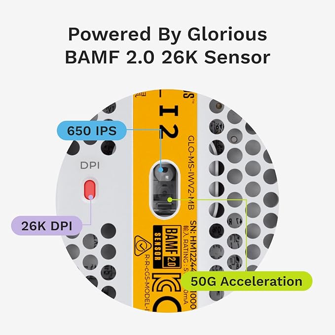 Glorious Gaming Model I 2 Wired Gaming Mouse: 9 Programmable Buttons (2 Swappable), 66g Superlight, 26k Optical Sensor, 80M Click Rated Switches, MMO/MOBA/FPS, Side Thumb Rest (White)