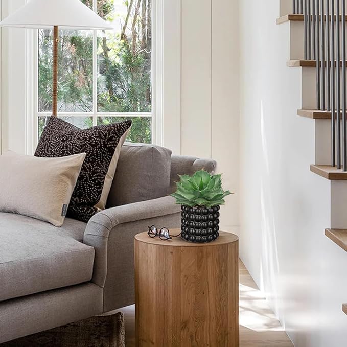 Briful Succulents Plants Artificial for Home Decor, Realistic Potted Fake Agave Plant, Bubbled Plant Pot, Cute Agave Ovatifolia Faux Plant, Shelf Tables Decor, Modern Farmhouse Home Decorations