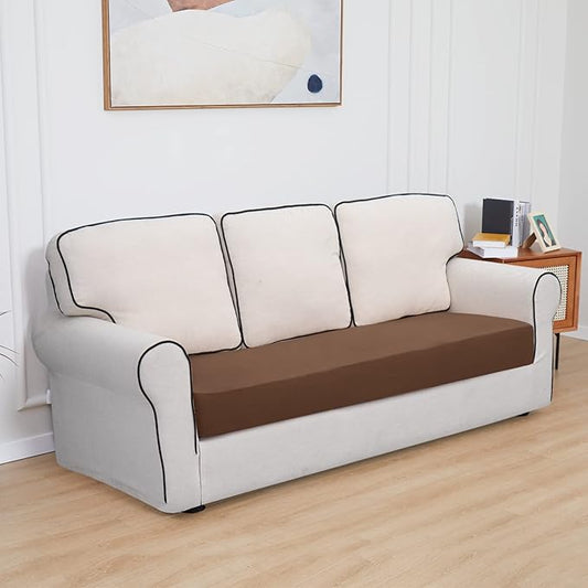 Easy-Going 100% Waterproof Sofa Seat Cushion Slipcovers Couch Cushion Cover Stretch Furniture Protector for Kids, Pets (Sofa Cushion, Brown)