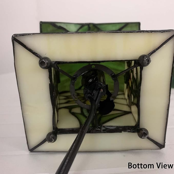 Bieye L10782 Tiffany Style Stained Glass Birdhouse Table Lamp for Home Decor (7-inch High, Dragonfly)