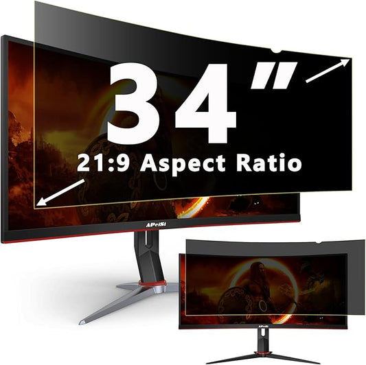 34 Inch Privacy Screen Filter for 21:9 Ultrawide Curved Monitor | Privacy Shield | Anti-Glare | Anti-Blue light Protector | Eye Protection | Computer Security Private Filter