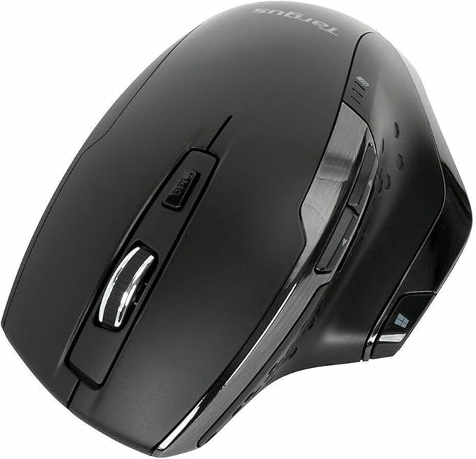Targus Bluetrace Wireless Ergonomic Mouse, 2.4GHz Connection with USB and Laser Precision, 7 Functional Buttons, Black (AMW584GL)
