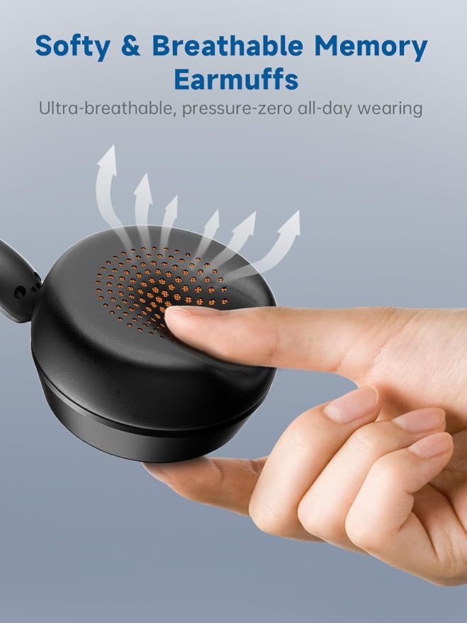 Wireless Headset with Mic for Work, Bluetooth 5.4 Headphones with AI Noise-Canceling Mic for Clear Calls, Wireless Headsets with Mic Mute & USB A/C Dongle for PC, Computer, Laptop, Black