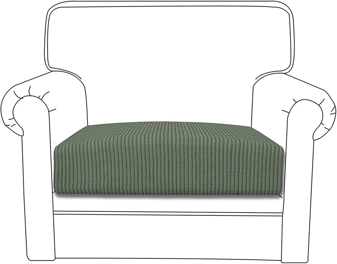 Easy-Going Stretch Chair Cushion Cover Sofa Cushion Furniture Protector Sofa Seat Sofa Slipcover Sofa Cover Soft Flexibility with Elastic Bottom(Chair Cushion, Greyish Green)