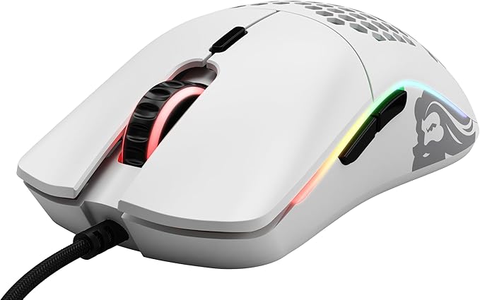 Glorious Model O Wired Gaming Mouse 67g Superlight Honeycomb Design, RGB, Pixart 3360 Sensor, Omron Switches, Ambidextrous - Matte White