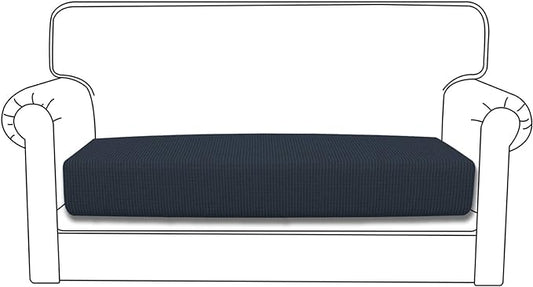 Easy-Going Stretch Loveseat Cushion Cover Sofa Cushion Furniture Protector Sofa Seat Sofa Slipcover Sofa Cover Soft Flexibility with Elastic Bottom(Loveseat Cushion, Dark Blue)