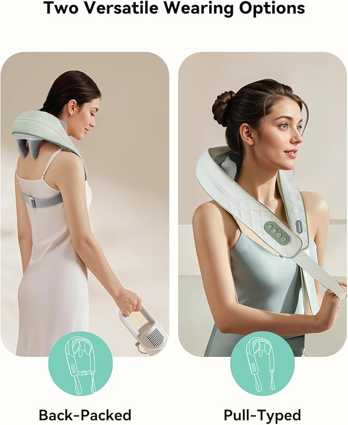 Snailax Cordless Neck Massager with Heat, Shiatsu Neck Shoulder Massager for Pain Relief Deep Tissue, 4D Kneading Shiatsu Back Massage Pillow, Gifts for Women, Men