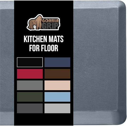 GORILLA GRIP Comfortable Cushioned Kitchen Mats for Floor, 39x20, Waterproof and Stain Resistant Soft Top, 3/4 Inch Thick Ergonomic Standing Desk Anti Fatigue Mat, Foam Supports Ankles, Feet, Charcoal