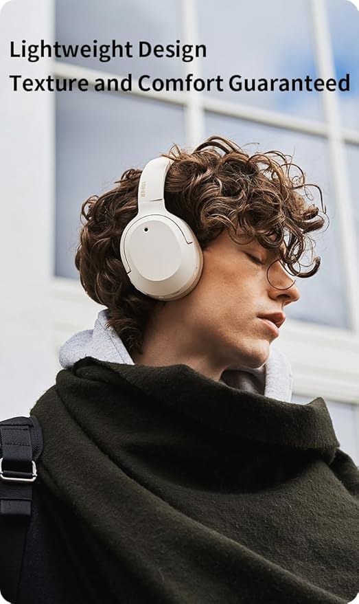 Edifier W820NB Plus Over-Ear Active Noise Cancelling Headphones, Clear Calls with Deep Noise Reduction,Bluetooth Headphones with LDAC for Hi Res Wireless Audio Comfortable Fit,Bluetooth 5.2, Ivory
