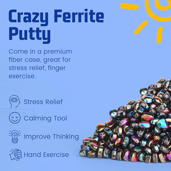 Magnet Slime Putty Party Favors, Fidget Toy Magnet Ferrite Putty Beads, Hematite Magnetic Stones Eggs with 1.26 inch Magnet Balls, Cool Desk Toy, EDC Toy Science Kit Gift