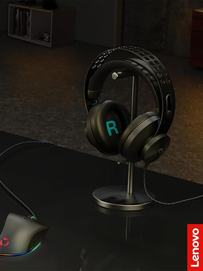 Lenovo Legion H300 Stereo Gaming Headset, Noise-Cancelling Mic, Memory Foam & PU Leather Earcups, Stainless Steel Headband, PC, PS4, Xbox One, Nintendo Switch, Mac, GXD0T69863, Black