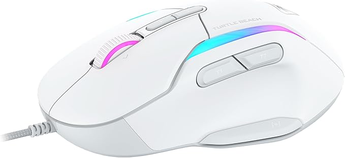 Turtle Beach Kone II – Wired Ergonomic RGB Gaming Mouse, 26K DPI Optical Sensor, 100M Click Life Optical Switches, 23 Customizable Inputs, 4D Scroll Wheel, Pure PTFE Glides - Arctic White