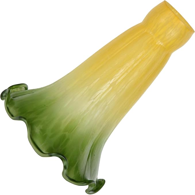 Bieye LS15S Lily Flower Blown Glass Lampshade (Yellow Green, Opening I.D. 0.87" x O.D. 1")