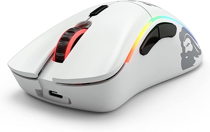 Glorious Model D Wireless Gaming Mouse - 69g Superlight, Lag Free 2.4Ghz Wireless, Up to 71 Hour Battery, RGB, BAMF Sensor, Ergonomic, 6 Buttons - Matte White