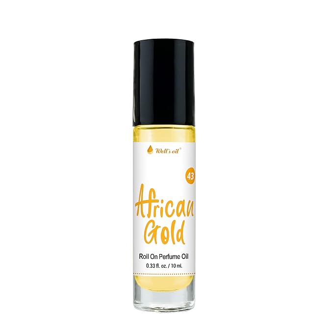 Well's Oil Roll-On Perfume Oil (African Gold) | Black Orchids Notes | Long-Lasting | Paraben-Free | 0.33 Fl Oz / 10 ml