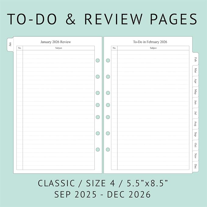 newestor 2025-2026 Monthly Planner Refills 5.5" x 8.5" for Mini Binder, 16 Months from Sep 2025 to Dec 2026, Desk Size