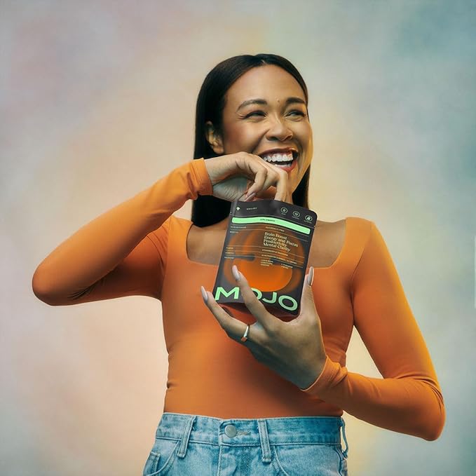 Mojo Focus Gummies with Lion’s Mane, Panax Ginseng, Ginger Root, Cordyceps, SAM-e, and Nootropics, Energy and Focus Supplement, Vegan, Strawberry Tangerine (20 Count - Pack of 2)