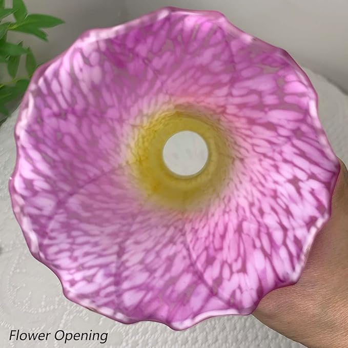 Bieye LS13 Lily Flower Blown Glass Lampshade (Yellow Purple, Opening I.D. 1.26" x O.D. 1.5")