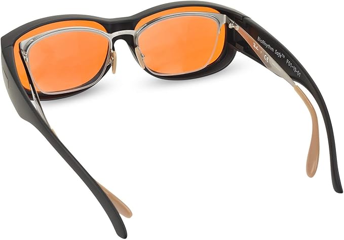 Fit Over 99.9% Blue Light Blocking Glasses for Sleep - Amber Nighttime Eyewear - Turn your Prescription & Reading Glasses Into World-Class Blue Blockers