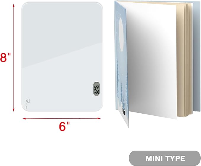 Small Glass Desk Whiteboard Dry-Erase Board with Clock, Small Travel Clock Keychain with Desk Notepad, Time Table Whiteboard for Desk Digital LED Light Display, 8x6 in with Accessories, White