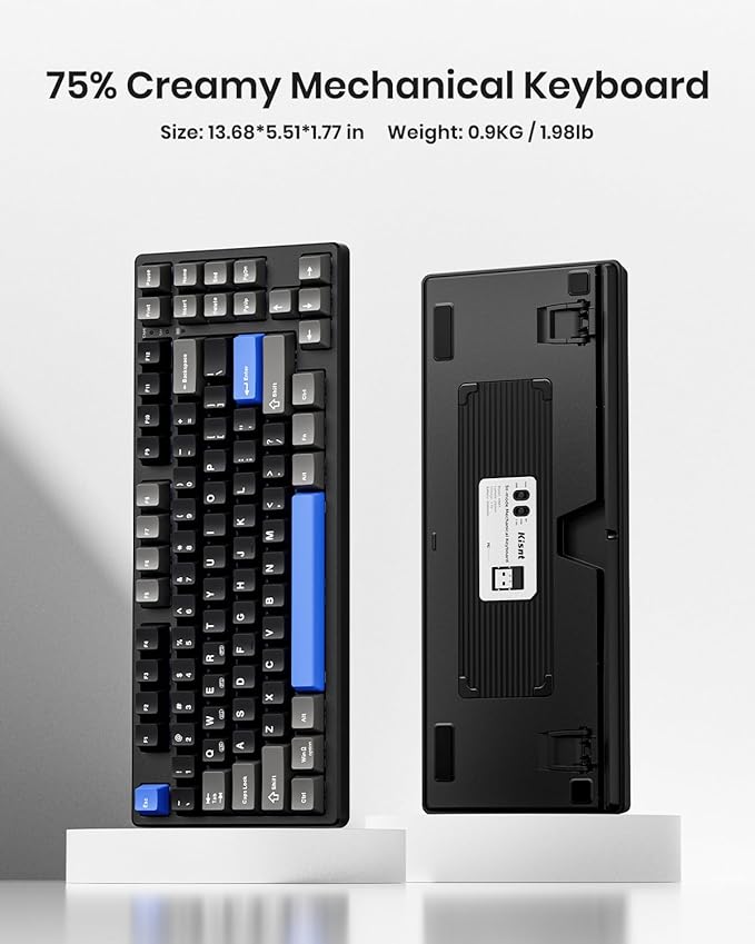Wireless Mechanical Keyboard,Gasket Mounted with Creamy Sound,Bluetooth/2.4GHz/USB-C,Custom Hot Swappable,RGB Backlit,75% Compact Layout for Gaming/Typing/Win/Mac/PC(Textured Black,Linear Switch)