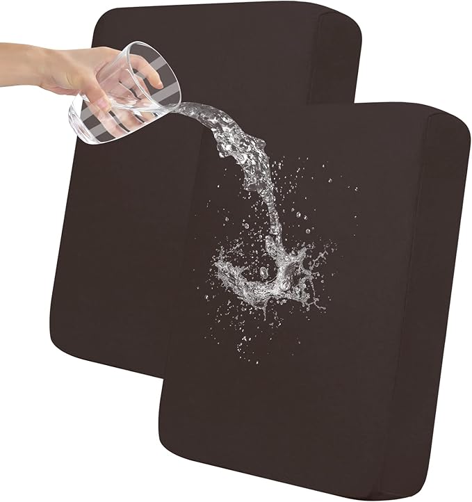 Easy-Going 100% Waterproof Chair Sofa Seat Cushion Slipcovers Couch Cushion Cover Stretch Furniture Protector for Kids, Pets (2-Piece Loveseat Cushion, Chocolate)