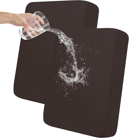 Easy-Going 100% Waterproof Chair Sofa Seat Cushion Slipcovers Couch Cushion Cover Stretch Furniture Protector for Kids, Pets (2-Piece Loveseat Cushion, Chocolate)