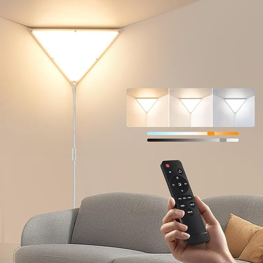 Upgraded Corner Light with Remote, Stepless Dimmable LED Corner Lights for Living Room, 3000K/4000K/6000K Plug in Ceiling Lights with Switch, Overhead Light for Bedroom, Living Room,24W