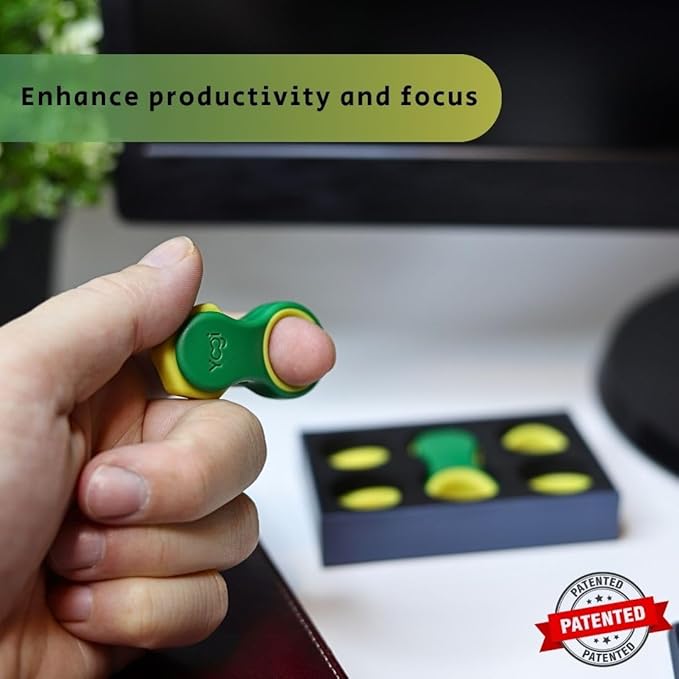 Yogi Fidget Toy – Silent Sensory Spinner for Adults & Kids – Stress Relief Fidgets for ADHD, Anxiety – Fidget Toys for Adults – Includes 5 Finger-Fit Rings – Work, School & Travel – Lime