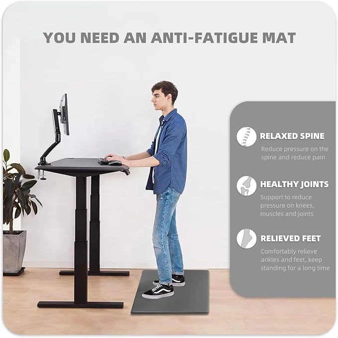 Color&Geometry 0.71" Extra Thick Anti Fatigue Cushion Kitchen Floor Mat,Easy Clean, Water & Oil Proof, Non Slip, Foam Padded Runner Rug for Front Sink,20"x 71" Grey (2.0 Version)