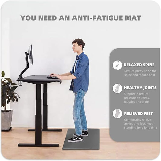 Color&Geometry 0.71" Extra Thick Anti Fatigue Cushion Kitchen Floor Mat,Easy Clean, Water & Oil Proof, Non Slip, Foam Padded Runner Rug for Front Sink,20"x 39" Grey (2.0 Version)