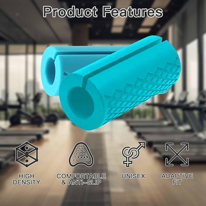 Thick Dumbbell & Barbell Grips for Weightlifting - High-Density Silicone Rubber, Non-Slip Gym Grips for Muscle Growth, Hand Stress Relief, Arm Blaster Adapter (1 Pair)