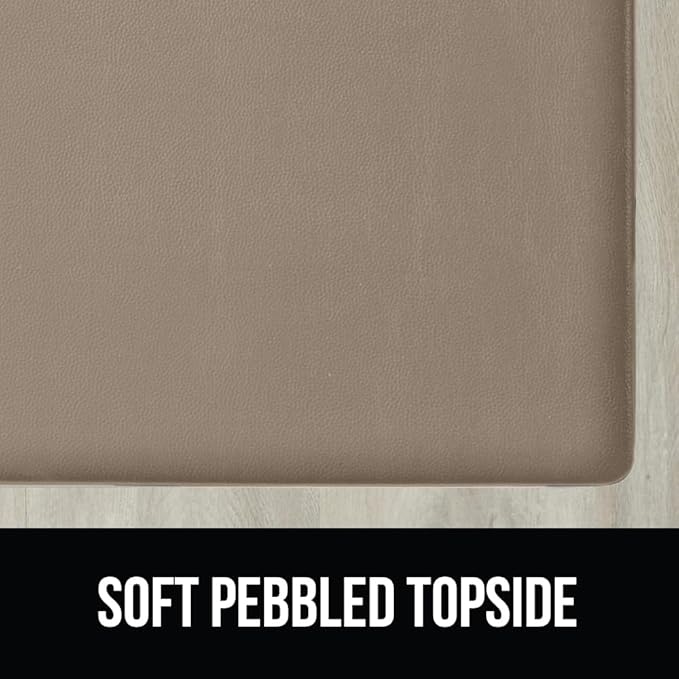 GORILLA GRIP 2 Pack Comfortable Cushioned Kitchen Mats for Floor, 17x24 + 17x48, Waterproof and Stain Resistant, 1/2 Inch Thick Soft Ergonomic Standing Desk Anti Fatigue Mat, Foam Supports Feet, Beige