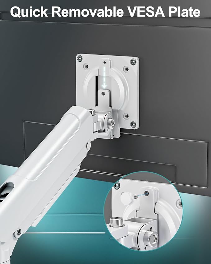 Dual Monitor Desk Mount, 13-32 inch Adjustable Gas Spring Monitor Arm, Computer Display Stand Holder with Clamp and Grommet Base, Fits 4.4 to 22lbs Screens, VESA Mount Bracket, White, Freelift Pro