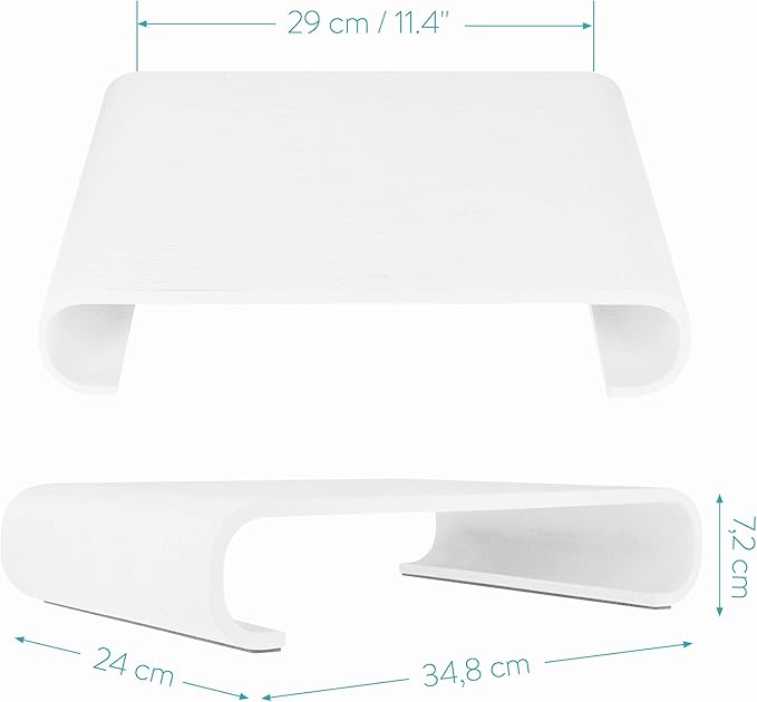 Navaris Wood Monitor Stand Riser - Computer Desk Organizer Desktop Dock Wooden Mount Display for PC TV Screen Notebook Laptop - Oak with White Stain