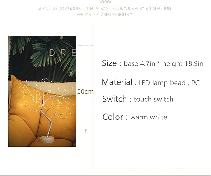 MYSNKU DIY Led Desk Tree Lamp, Desk Table Decor 36 Pearl LED Lights for Home,Bedroom, Indoor,Wedding Party,Decoration Touch Switch Battery Powered or USB Adapter (Art Deco)