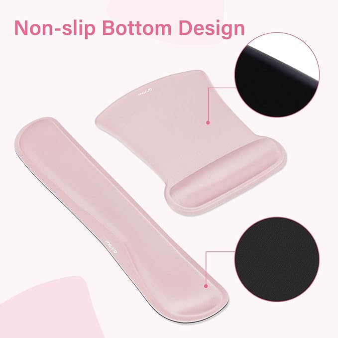 MOSISO Keyboard Mouse Pad Set, Large Gaming Mousepad&Keyboard Wrist Rest&Mouse Wrist Rest&Coaster, Ergonomic Non-Slip Mousepad&Easy Typing Cushion with Memory Foam for Home Office, Pink