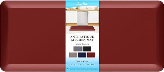 StepRite 4/5 Inch Thick Kitchen Mat Anti Fatigue Mat Kitchen Rugs Kitchen Decor Non-Slip, Stain Resistant, Waterproof Kitchen Mats Desk Mat for Kitchen, Office, Workshop, Red, 17'' x 39''