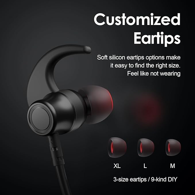 Bluetooth Headphones, 150H Playtime Wireless Bluetooth Earbuds with Earhooks, w/Mic in-Ear Magnetic Neckband Earphone, IPX7 Sweatproof Deep Bass Headset for Home, Traveling, Outdoor, Business Trips