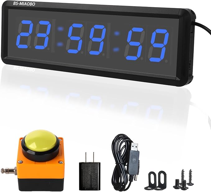 Independent Button Type 1.5-inch Fitness Room Rest Timer, Suitable for Gym Exercise/School/Home Exercise/Boxing Gym/Indoor Rock Climbing (1.5 inch 6-Digit Blue)