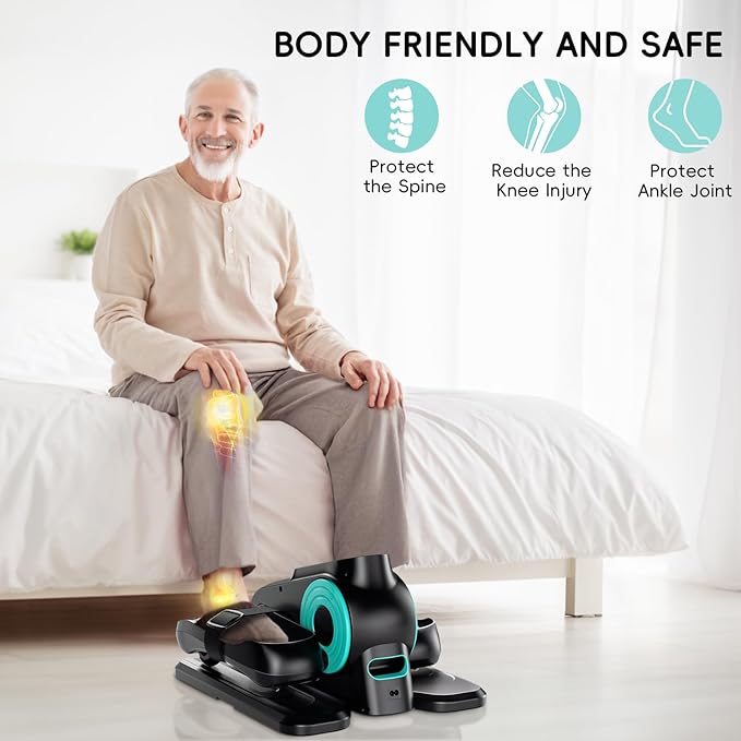 Under Desk Elliptical Machine, Morelax Ellipse Leg Exerciser for Seniors Fully Assembled, Quiet & Portable Electric Seated Pedal Exerciser with Remote Control & 12 Adjustable Speeds