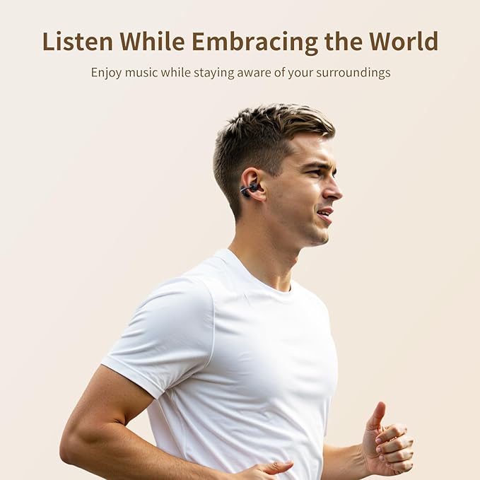 PSIER Open Ear Earbuds, 30H Playtime Bluetooth Earbuds IPX5 Waterproof Bluetooth 5.4 Ear Buds with Digital Display Comfortable Lightweight Bone Conduction Headphones for Workout Sports Running