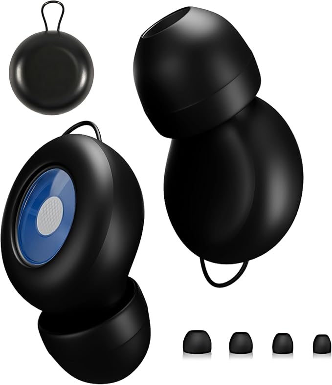 Silicone Ear Plugs for Sleeping Noise Cancelling, 28dB SNR Reusable Earplugs for Sleeping with 8 Ear Tips Concert Ear Plugs, Travel, Work, Motorcycle & Hearing Protection with Case (Black)
