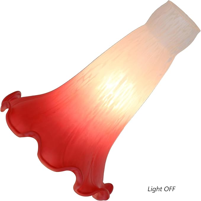Bieye LS06S Lily Flower Blown Glass Lampshade (White Red, Opening I.D. 0.87" x O.D. 1")