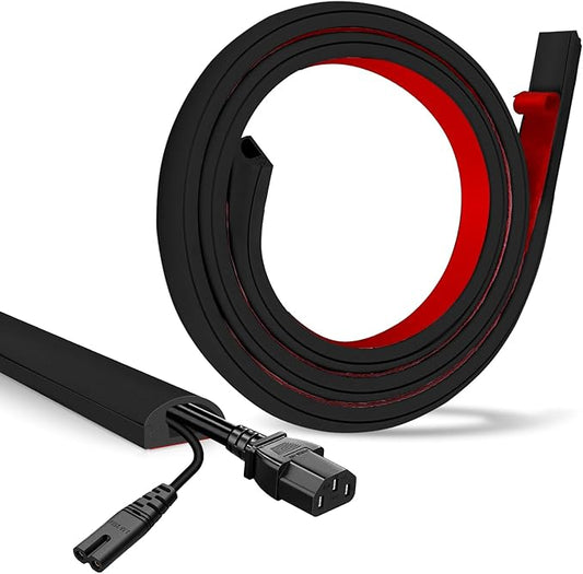 Floor Cable Cover, Low Profile Cable Hider for Wires, Self Adhesive Cord Hider for Wall, Cord Covers Wall Mounted Tv, for Offices, Gym, Exhibitions(Black, 3.3 Feet)