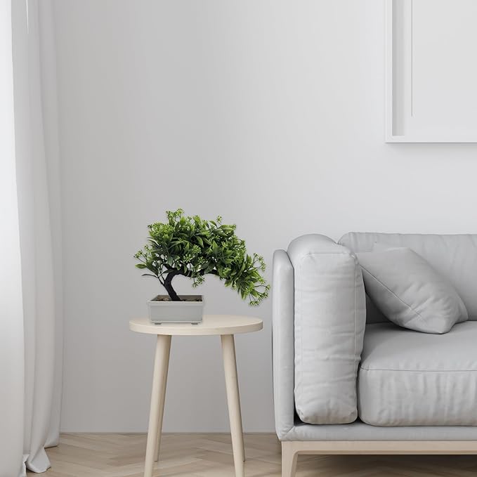 Artificial Bonsai Pine Tree Fake Desk Plants Commercial Reception Charm Adornment Home Decor Office Bookshelf Decor (Warm Colors)